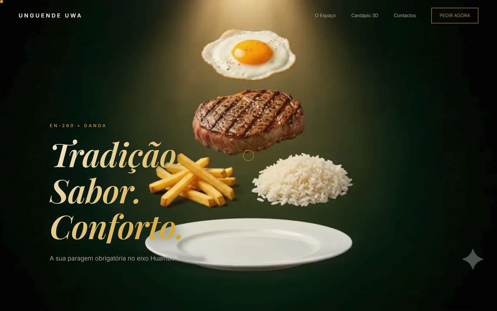 Página inicial do site Unguende Uwa